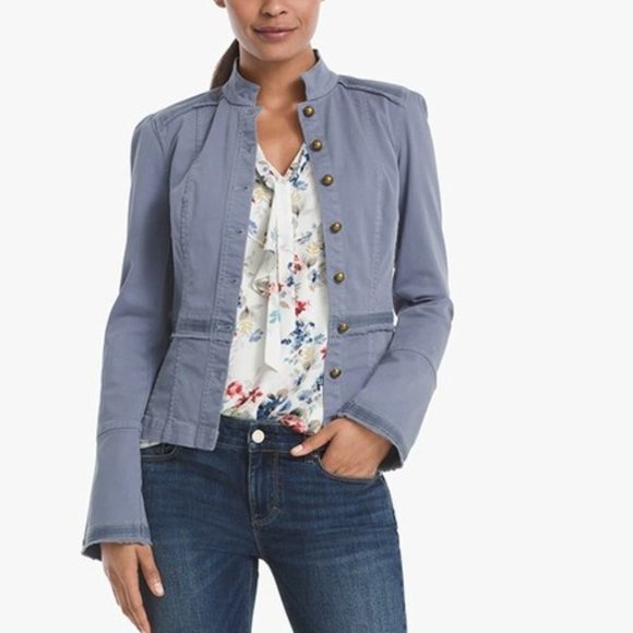 White House Black Market Jackets & Blazers - WHBM blue-gray Button-Front Jacket